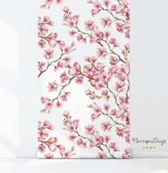 کاغذ دیواری گل آبرنگ گل دیواری گل Blush floral |  اتسی