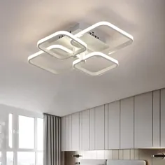 چراغ های سقفی مدرن FangYanMei ، چراغ های نصب شده دارای فرو رفتگی LED با کنترل از راه دور ، 4 چراغ LED مربع هندسی سفید برای آشپزخانه ، اتاق خواب ، اتاق رختکن ، اتاق مطالعه ، اتاق ناهار خوری