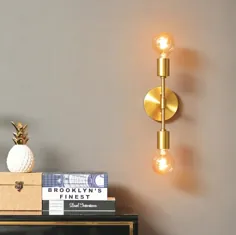 2 نور براق طلای دیوار Sconce نورپردازی مینیمالیستی مدرن |  اتسی
