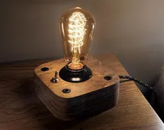 لامپ ادیسون لامپ چوبی Wooden Edison Lamp صنعت |  اتسی