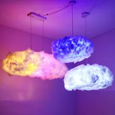 آویز ابر LED چراغ های ابری شناور لوازم جانبی پنبه ای تعلیق ابریشم برای دختران دختر بچه اتاق اتاق دکوراسیون قهوه اتاق خواب (قطر 30 سانتی متر)