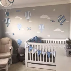برچسب دیواری بالون و هواپیمای گرم برای اتاق کودک مهد کودک