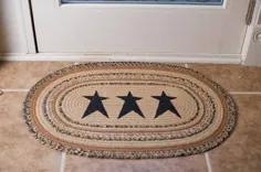 فرش بافته شده بیضی شکل Kettle Grove Stencil Star 20x30 "- با پد