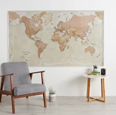نقشه عظیم عتیقه جهان 77.5 x 46 خانه زیبا و زیبا |  اتسی