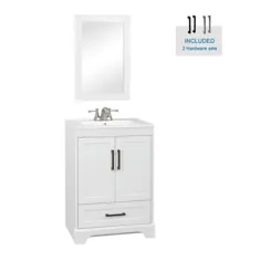 گزینه های سبک Savannah 24-in White تک ظرفشویی حمام غرور با بالا چینی سفید (شامل آینه) Lowes.com