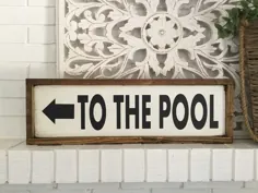 To The Pool Sign استخر تابلو استخر دکور استخر چوبی استخر |  اتسی