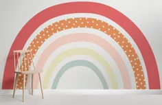 نقاشی دیواری زیبا و رنگارنگ رنگین کمان |  هوویا