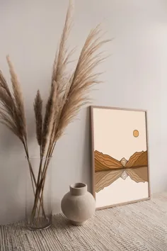 Mountain Line Art Minimalist Landscape Print Sunset Art |  اتسی