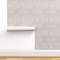 کاغذ دیواری قابل جدا شدن از لایه براق و استیک 3ft x 2ft Roll Sparkles Silver By Spoonflower