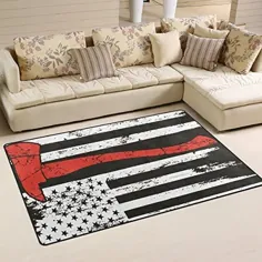 فرش منطقه آتش نشان پرچم آمریکا CHLBOJ برای اتاق نشیمن اتاق خواب 6'x4 "