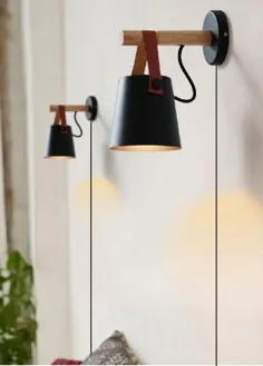چراغ دیواری کمربند آهنی آرت با دکمه Plug-in گواهینامه 5.9ft UL چراغ دیواری سطل گرد سبک Loft برای اتاق غذاخوری حمام لامپ های کافه شامل (سیاه) ، لامپ نونو - خرید آنلاین