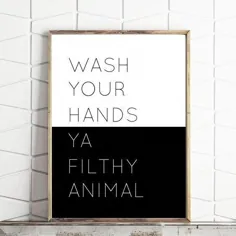 دستان خود را بشویید یا حیوانات ناپاک حیوانات حمام دیوار عکس |  اتسی