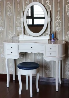میز آرایش با آینه و چهارپایه |  مبلمان به سبک فرانسوی