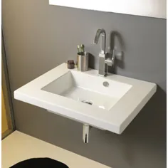 سینک ظرفشویی مستطیلی سفید و دیواری سرامیکی یا ظرف