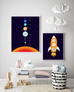 Solar system art space چاپ فوری برای مضمون فضا |  اتسی