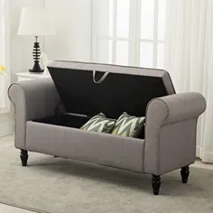 نیمکت ذخیره سازی با بازو صندلی روکش دار برای اتاق نشیمن اتاق خواب خاکستری