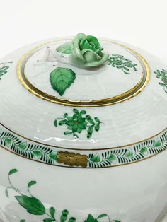 سرویس چای هندی Hunqu Porcelain "Chinese Bouquet Apponyi Green"