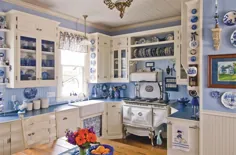 تزئین آشپزخانه کلبه پرنعمت خود را به رنگ آبی و سفید فرانسوی