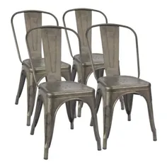 صندلی ناهار خوری فلزی Walnew با استفاده از صندلی های کلاسیک Trattoria Stackable Classic Trattoria صندلی های فلزی کنار کافه Bistro کافه مجموعه 4 (تفنگ) - Walmart.com