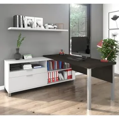 Bestar Pro-Linea L-Desk (خاکستری تیره و سفید) ، خاکستری تیره و سفید