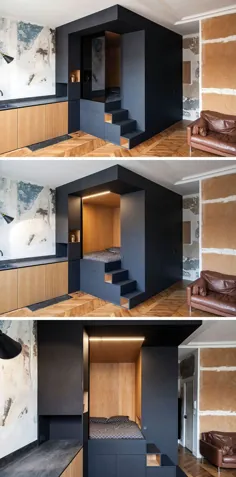یک جعبه اتاق خواب طراحی شده سفارشی به این آپارتمان کوچک اضافه شد