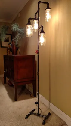 لوله چراغ طبقه 4 اتاق خواب اتاق نشیمن Steampunk Mason Jar شامل لامپ نیست