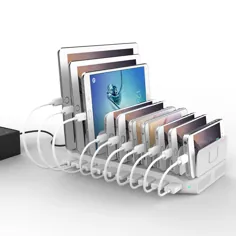 پایه شارژر شارژر یونیتک USB ، ایستگاه شارژ تقسیم کننده قابل تنظیم ، چند دستگاه سازگار با فناوری IC هوشمند ، پایه اتصال شارژ پشتیبانی از 8 iPad به طور همزمان
