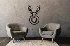 Deer Metal Animal Head هندسی دیوار دیواری هنر فلزی |  اتسی