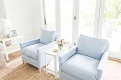 میز لهجه مستطیلی سفید با صندلی های تاکیدی آبی - کلبه - اتاق نشیمن