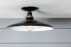 چراغ پایه سقفی صنعتی - چراغ سایه دار فلزی 14 اینچ - کوه نیمه شستشو - لامپ سفید / بدون لامپ