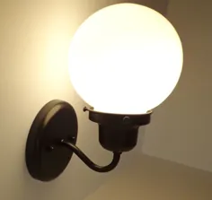 Milk Glass Globe Subway SCONCE Light Fixture Wall Flush |  اتسی