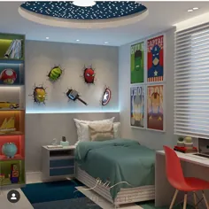 طراحی داخلی و دکوراسیون منزل در اینستاگرام: ”این اتاق خواب با مضمون انتقامجوی چقدر خوب است؟  توسطraquelreisarquitetura از طریقdecor_for_kids ”