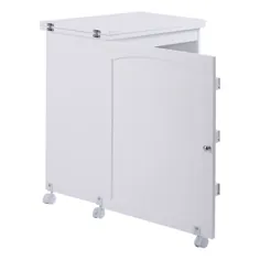 میز قفسه های تاشو سفید تاشو Giantex قفسه های کابینت ذخیره سازی مبلمان خانگی W / چرخ