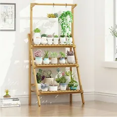 گلدان 3 طبقه گلدان قفسه ای چوبی ایستاده باغ قفسه نردبان سبک سبک |  eBay