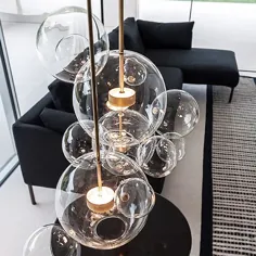 آویز حباب صابونی مدرن شفاف Globe Glass 1 چراغ آویز LED با نور قابل تنظیم با از راه دور