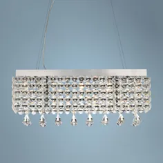 Clear Crystal Beaded Rectangle 27 "Wide Crystal لوستر - # W5468 | لامپ به علاوه