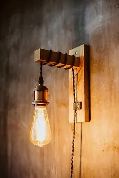 چراغ روشنایی دیواری دست ساز از چوب بلوط ، چراغ دیواری چوبی اختصاصی ، چراغ خواب |  eBay