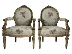 صندلی های بازوی بیضی عقب Louis XVI فرانسوی • خرک محلی