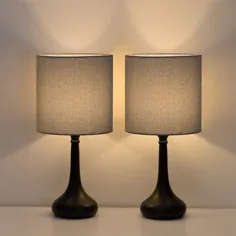مجموعه ای از 2 لامپ میز کنار تخت HAITRAL - چراغ های مدرن کابین شب ، چراغ های رومیزی ساده برای اتاق خواب ، اتاق نشیمن ، دفتر - سیاه (HT-TH85-02X2)