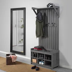 پایه کت PANGET با نیمکت نگهداری کفش ، خاکستری تیره / لکه دار ، 331 / 2x161 / 8x783 / 4 "- IKEA