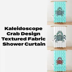 پرده دوش پارچه ای بافت دار Kaleidoscope Crab Design |  اتسی
