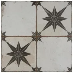 Merola Tile Kings Star Ara Nero 17-5 / 8 in. x 17-5 / 8 in. کف سرامیک و کاشی دیواری (11.02 فوت مربع. در مورد) ، Nero & Off White / Low Sheen