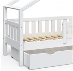 تخت کف کودک نو پا با ریل های محافظ - سفید