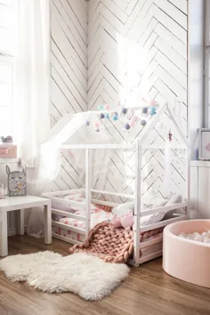 تخت کودک نوپا ، تختخواب مخصوص اتاق بازی کودکان teepee diy یا تخت مونته سوری با SLATS