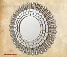 Sunburst SilverRound Mirror 31.5 تزئینی بزرگ |  اتسی