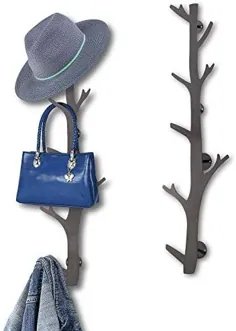 قفسه کت دیواری TERRA HOME - قفسه کلاه درختی مخصوص دیوار - قفسه دیواری کت طرح تزئینی با 8 قلاب برای کلاه های بیس بال ، کت ، کیف - قفسه دیواری عمودی معاصر