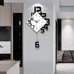 FLEBLE ساعت بزرگ دیواری آونگ باتری کار می کند چوبی خلاقانه طراحی هنری آونگ ساعت آویز دکوراسیون منزل برای اتاق نشیمن اتاق خواب آشپزخانه دفتر 31 اینچ