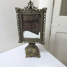 آینه برنجی مایل به زینتی ایستاده آراسته تزئین شده ویکتوریا |  اتسی