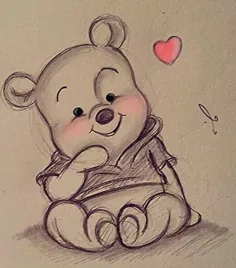 خرس نقاشی شده با قلب کوچک