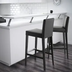چهارپایه میله ای HENRIKSDAL با پشتی ، قهوه ای مشکی ، سیاه براق ، عرض: 18 1/2 ". بیشتر بدانید! - IKEA